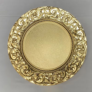 Gold Banquet Charger Plate Plastic Decorative Service Tray Wedding Party