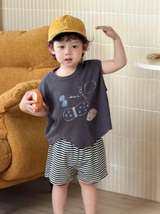 Childrens clothing summer lightweight baby clothes Korean-style childrens wear 2026 Boy T Striped shirt and shorts set