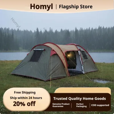 Homyl Insulated Waterproof Camping Tent Bug Net 2 Room 1 Hall Tent Sun Protection Outdoor Gear Easy Setup for Couples Hiking