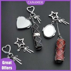 CANAMEK✨ Metal Net Pocket Lipstick Bag Keychain New Portable Makeup Pouch Lip Balm Bag Key Chain Holder Lipsticks Protective Cover Mirror