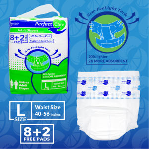 Perfect Care Premium Japan Technology Adult Diapers Taped Pack of 8 + FREE 2 Pads