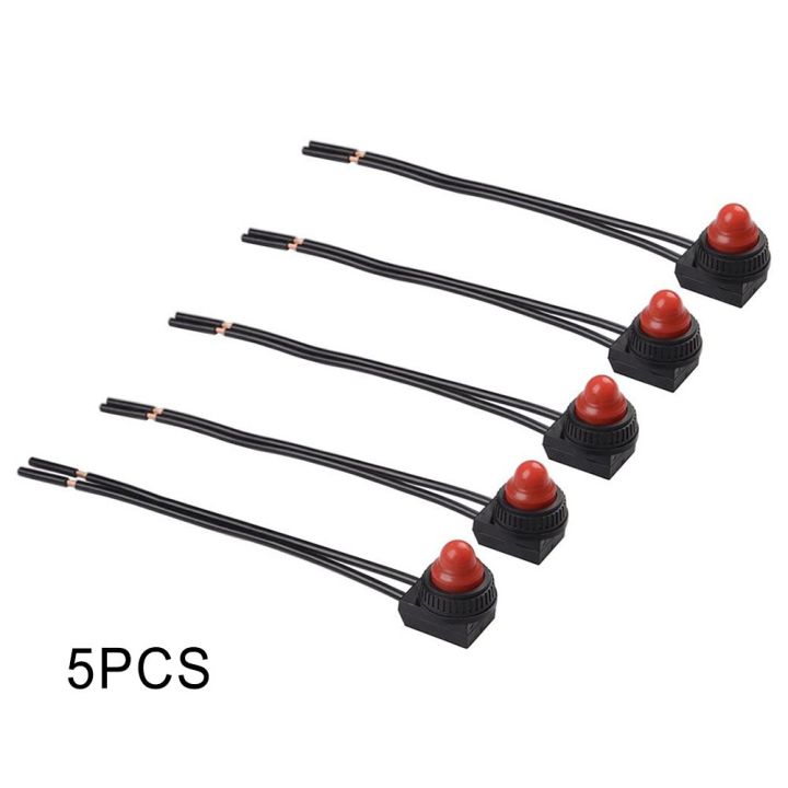 Single Pole Push Button Switch Waterproof 12V 5PCS Black Emergency