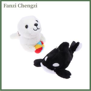 Fanzi Marine Animal Series Keychain Plush Animal Doll Sea Lion Killer Whale Skate Ray Whale Keyring Backpack Charms Bag Decor Toy