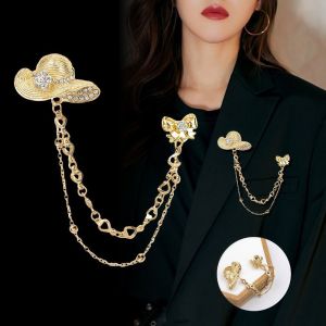 GENENIC Clothes Accessories Crystal Hat Bow Brooch Alloy Personality Tassel Pendant Brooch Delicate Light Luxury Zircon Badge Pin Gifts