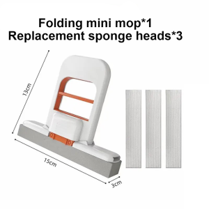 Mini Handheld mop for wiping the table hand-held hands-free cotton-absorbing foldable bathroom kitchen housework two cotton-absor迷你手持小拖把