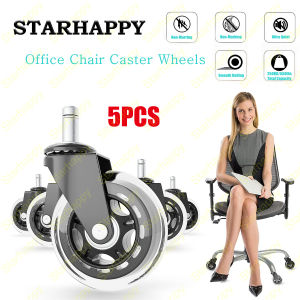 STAR Newly Designed Polyurethane Roda Kursi Kantor 5PCS / Roda Kastor Kursi Kantor / Pengganti Roda Kastor Karet / Roda Kursi Kerja / Roda Kursi Gaming / Roda Kursi Bulat / Heavy-Duty Office Chair Rubber Roller Caster Wheel Replacement