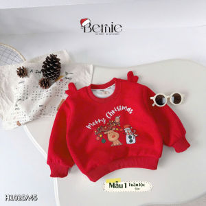 Áo Noel áo thun Giáng sinh dài tay phối sừng tuần lộc 3D bé trai bé gái 10 tới 26kg BERNIE H1025A45