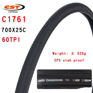CST CONQUISTARE C1761 Road Bike Tire 700x25C (25-622) Dual Compound EPS Puncture Protection Stab-Proof Wear-Resistant Durable High Speed Racing Training Bicycle Outer Tire | Original CST Performance Cycling Parts
