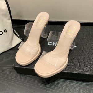 [Free Shipping] Comfortable High-Heeled Womens Sandals 2026 Summer New Transparent High-Heeled Chunky Heel Slippers for Women