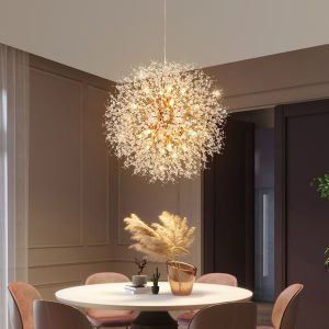 Ceiling Drop Light Modern Dandelion Gold Crystal Chandelier 8/9/12 Light Luxury Metal Snowflake Hanging Lights Adjustable Home Indoor Decoration Lighting Fixture Pendant Light For Dining Room Living Room Offices Bar Store