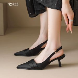 [ẢNH THẬT-FREESHIP] Giày cao gót nữ quai sau ROSATA RO722 - 6p - Đen Hồng - HÀNG VIỆT NAM-BKSTORE