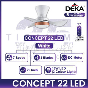 DEKA CONCEPT 22 LED 22 Inch 3 Blades 14 Speed DC Motor Remote Control Ceiling Fan With Light Kipas Siling Kipas Syiling