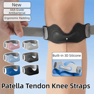 SHUSHABA Adjustable Straps Patellar Tendon Support Strap Compression Highly Elastic Silicone Knee Brace Stability Flexible Tendonitis Patella Band Basketball