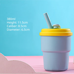 380Ml Kids Water Cups With Silicone Straw  Creative Leakproof Mugs