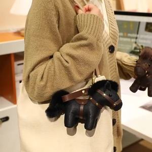 2026 Year of the Horse Leather Craft Little Pony Plush Toy Doll Leather Pony Doll New Year Gift