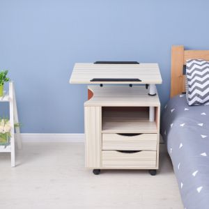 2-tier Bedside Table Movable Storage Cabinet Multifunctional Laptop Table with Wheels Drawers Desks Tables d12
