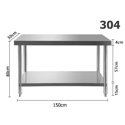 XINHONG Stainless Steel Table Kitchen Prep Table Heavy Duty 2-tier table 304 Stainless Kitchen Rack Storage Shelf Stainless Kitchen Table Rack Easy To Clean