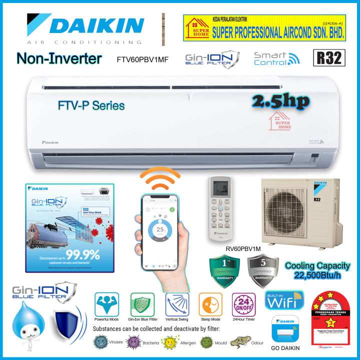 Save4.0 Daikin R32 Air Conditioner ((WiFi-Smart Control)) Wall Mounted ...