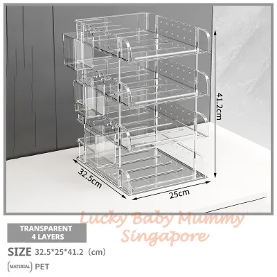 Clear Pegboard Desktop Organizer Rack/Acrylic A4 File Tray Storage Box for Office & Study Use