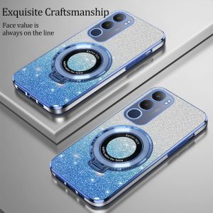 Casing HP Vivo Y19s Glitter Ring Magnetic Wireles Holder Premium