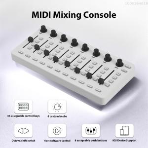 M-VAVE Midi giao diện điều khiển Mixer điều khiển với 43 nút 8 knobs 8 nút ấn BT kết nối pin/Type-C cung cấp điện USB cho hầu hết electroacoustic cụ