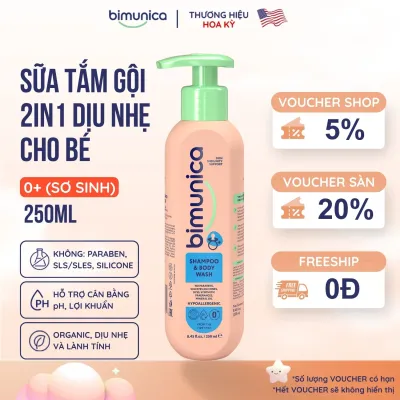 Sữa Tắm Gội 2in1 Dành Cho Bé Sơ Sinh và Trẻ Nhỏ Cao Cấp BIMUNICA Chai 500ml
