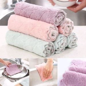 Kain Lap Piring Tangan Anti Minyak / Kain Lap Dapur Microfiber Serbaguna 24 x 14 cm Termurah Terbaru Promo