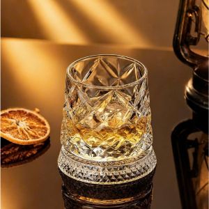 Ly Thủy Tinh Xoay 360 Độ 270Ml | Ly Uống Nước Đế Xoay Ly Whisky Dập Nổi Ly Cocktail Ly Rượu Thủy Tinh
