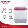 Sharp Mesin Cuci Twin Tub  7 KG ES-T75NT-PK - Putih/Merah Muda. 