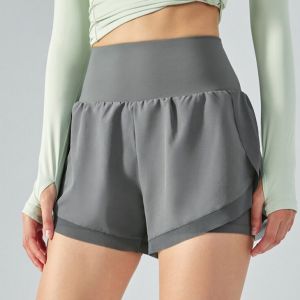 SUPERFLOWER Yoga Shorts With Pocket Tummy Control Seamless Fitness Lightweight Breathable Sport Ladies Casual Mesh Flowy Shorts