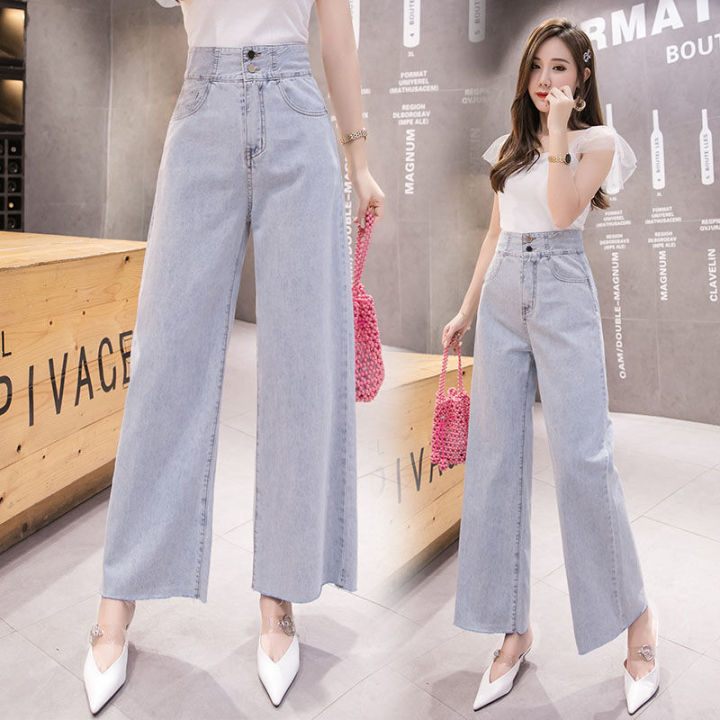 Women Jeans High Waist Leisure Denim Trousers Wide Leg Denim Clothing Blue  Vintage Quality Fashion Korea Loose Straight Pants