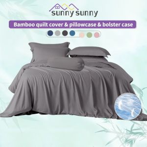 Bamboo Quilt Cover Luxury Silky Cooling Duvet Cover 1PC Soft Breathable Comforter Covers with Zipper