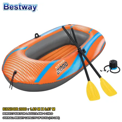 BESTWAY KONDOR RAFT SET 61142 / 61146 Bot Mancing Bot Angin Inflatable Double Kayak Canoe Float Boat