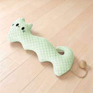 OUTOPEN Dải dài Gối làm mát cho thú cưng với quả bóng Sisal Thoáng khí Gối ngủ cho mèo Gối cho chó Thoải mái Gối hình con mèo Giấc Ngủ Sâu