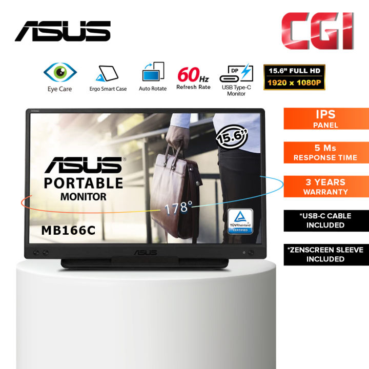 Asus 15.6" Zenscreen MB166C IPS FHD 60Hz 5ms Type C Eye Care Ultraslim