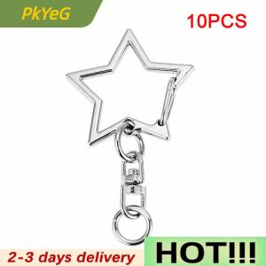 PkYeG 10pcs Star Pentagram Hollow Key Chain Key Ring DIY Accessories Lobster Clasp