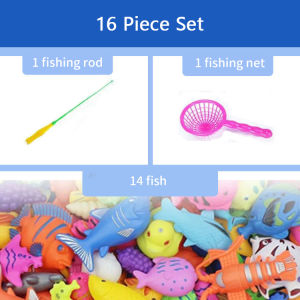 Fishing Toys Magnetic Fishing Rod and fishing Net Rocker inflatable Pool Water Toys for Kids