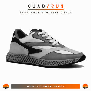 Sepatu Sneakers Pria QuadRun Footwear Runevo Grey Ivory Grey Black Sporty Casual Shoes
