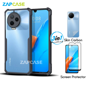 3in1 Case Infinix Note 12 2023 Armor Fushion Casing Free Tempered Glass Dan Skin Carbon