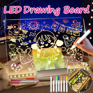 LED Luminous Drawing Board DIY Handmade Painting Graffiti Educational Toy Kid Erasable Acrylic Board