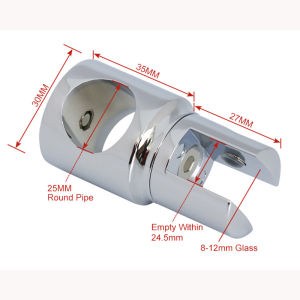 19/25mm Konektor Braket Kaca Paduan Seng Glass Clamp Holder Pipa Ke Kaca