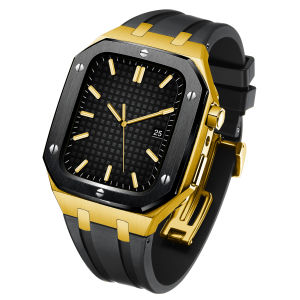 Luxury Modification Mod Kit Stainless Steel Case For Apple Watch Series 9 8 7 SE 6 5 4 45mm 44mm 42mm Case Strap Metal Bezel Frame for iwatch Series 6 5 4 SE Accessories Luxury Stainless Steel Case Modification Kit for Apple Watch 8 Rubber Band