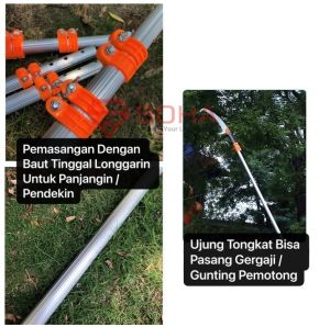 Tongkat/ Galah Telescopic Potong Ranting Pohon Pasang Gergaji / Gunting Alat Pemetik Pemotong