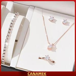 Miễn phí vận chuyển✨ Phụ nữ sang trọng vòng Vòng cổ bông tai rhinestone vòng đeo tay nữ Phụ nữ giản dị trang sức Set