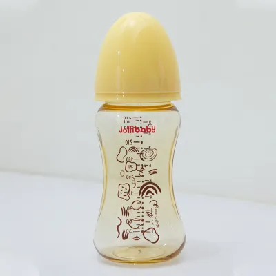 5cm PPSU Jollibaby Newborn Baby Nursing Bottle Chrome Cap Non-Slip Carved Bottle Body Silicone Teats