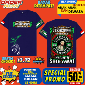 KAOS SYEKHERMANIA(SANTRI AL-MALIK)LENGAN PENDEK UKURAN ANAK DAN DEWASA"FREE STIKER"
