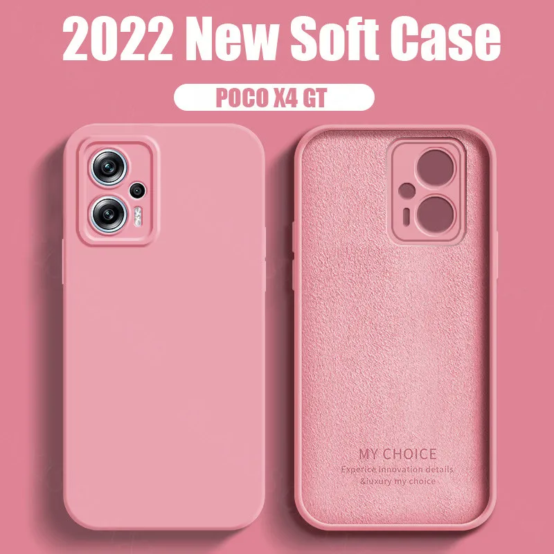 GOKEN Cover Per Xiaomi Poco X4 Pro 5G - TPU Morbido Rosa Con Bordi Oro Galvanici