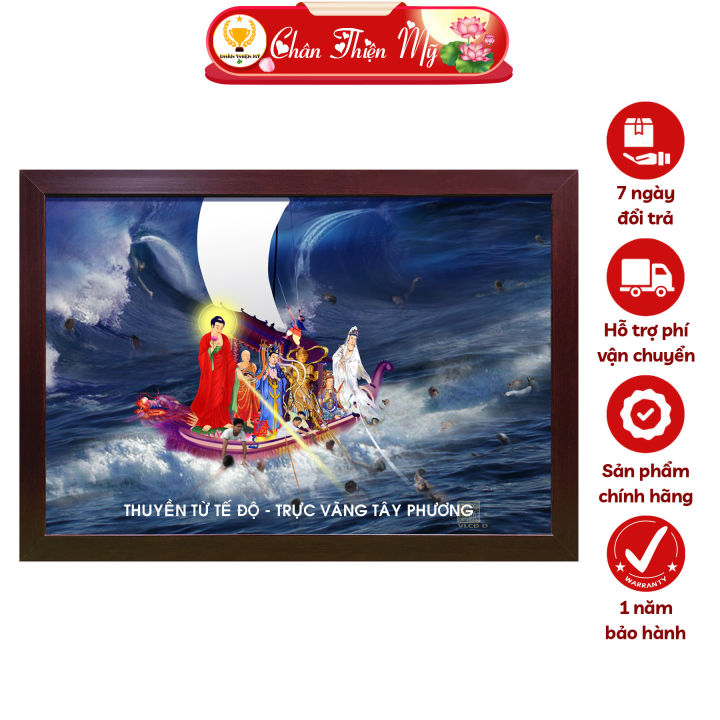 Tranh Phật Treo Tường Ngang Có Điện Thuyền Bát Nhã CHÂN THIỆN MỸ, Đèn ...