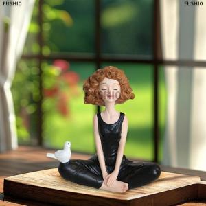 [COD] FUSHI0 Yoga Cô Gái Bức Tượng Yoga Bức Tượng Nghệ Thuật Điêu Khắc Hình Nhựa Trang Trí Nội Thất Bàn Trang Trí Trang Trí Statuette Cho Bàn Kệ Sách