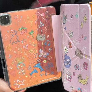 น่ารัก เคสไอแพด Pro11 gen9/8/7 10.2 Air6 11 Air7 Gen11 วัสดุPC เลเซอ พร้อมที่วางปากกา kitten and dog เคส iPad Air4/5 10.9 gen10 mini6 gen6 MINI7